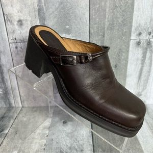 BARE TRAP Lasso Brown Leather Mules Size 6.5